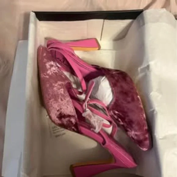 Jannice Mauve Crushed Velvet Ankle Wrap Heels - Picture 6 of 6